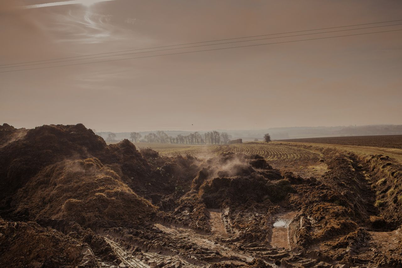 A serene rural landscape featuring vast fields under a cloudy sky, capturing nature's beauty.